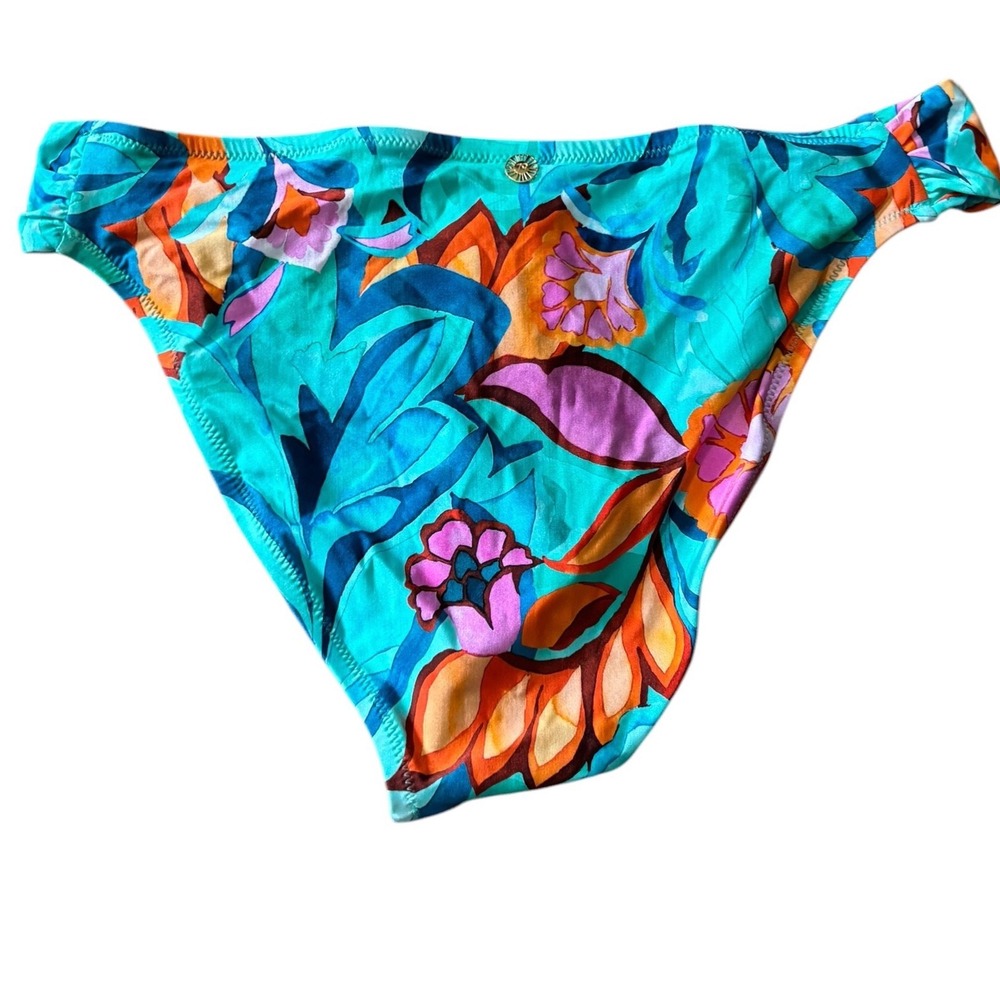 Sunshine 79 Teal Floral Bikini Bottoms with Hip Ring Details Size 14 NWT - Picture 6 of 7